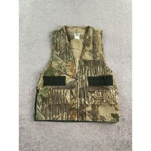 Vintage Ozark Trail Hunting Vest Green Small Camouflage Canvas Realtree Shooting